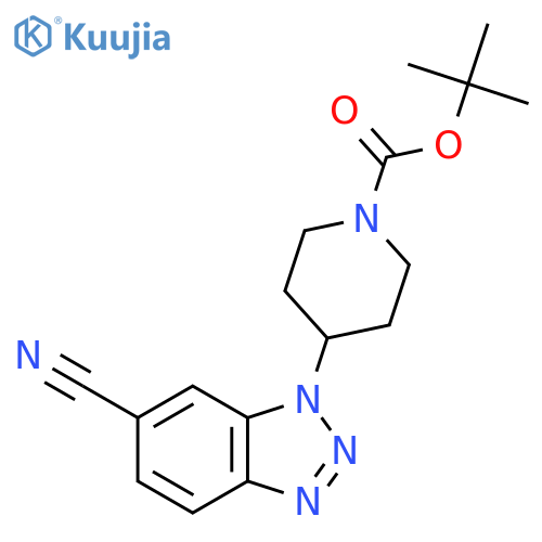 tert-butyl 4-(6-cyano-1H-1,2,3-benzotriazol-1-yl)piperidine-1-carboxylate structure