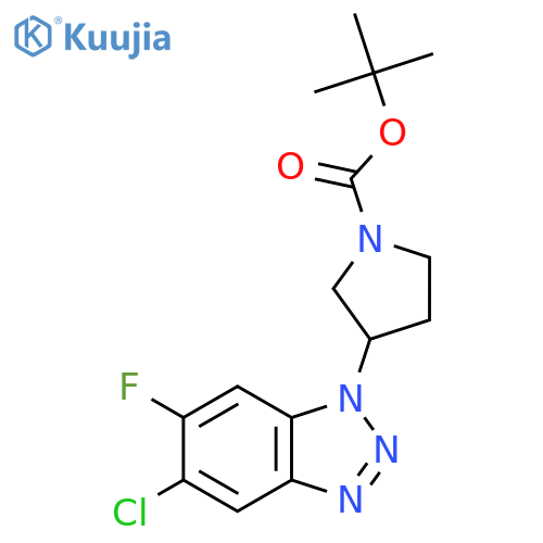 tert-butyl 3-(5-chloro-6-fluoro-1H-1,2,3-benzotriazol-1-yl)pyrrolidine-1-carboxylate structure