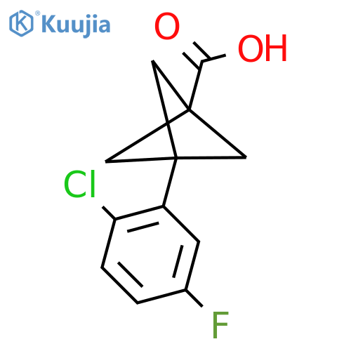 3-(2-Chloro-5-fluorophenyl)bicyclo[1.1.1]pentane-1-carboxylic acid structure