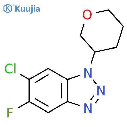 6-chloro-5-fluoro-1-(oxan-3-yl)-1H-1,2,3-benzotriazole structure