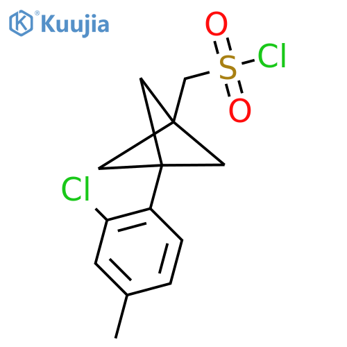 [3-(2-Chloro-4-methylphenyl)-1-bicyclo[1.1.1]pentanyl]methanesulfonyl chloride structure
