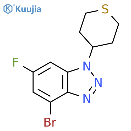 4-bromo-6-fluoro-1-(thian-4-yl)-1H-1,2,3-benzotriazole structure