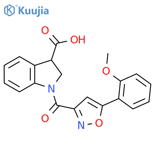 1-[5-(2-Methoxyphenyl)-1,2-oxazole-3-carbonyl]-2,3-dihydroindole-3-carboxylic acid structure