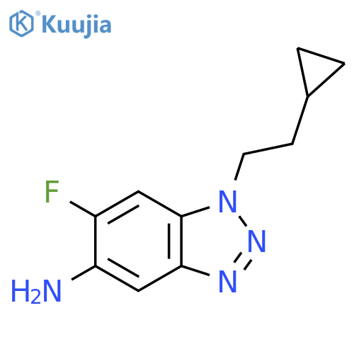1-(2-cyclopropylethyl)-6-fluoro-1H-1,2,3-benzotriazol-5-amine structure