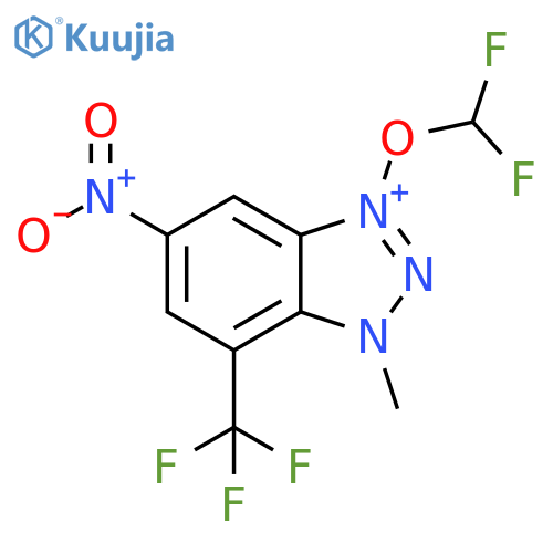 3-(Difluoromethoxy)-1-methyl-5-nitro-7-(trifluoromethyl)-1H-benzotriazolium structure