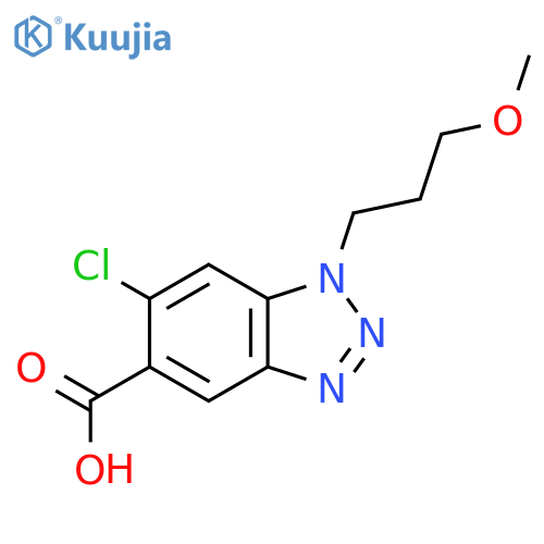 6-chloro-1-(3-methoxypropyl)-1H-1,2,3-benzotriazole-5-carboxylic acid structure