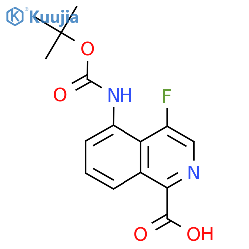 5-{[(Tert-butoxy)carbonyl]amino}-4-fluoroisoquinoline-1-carboxylic acid structure