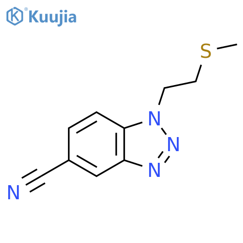 1-[2-(methylsulfanyl)ethyl]-1H-1,2,3-benzotriazole-5-carbonitrile structure