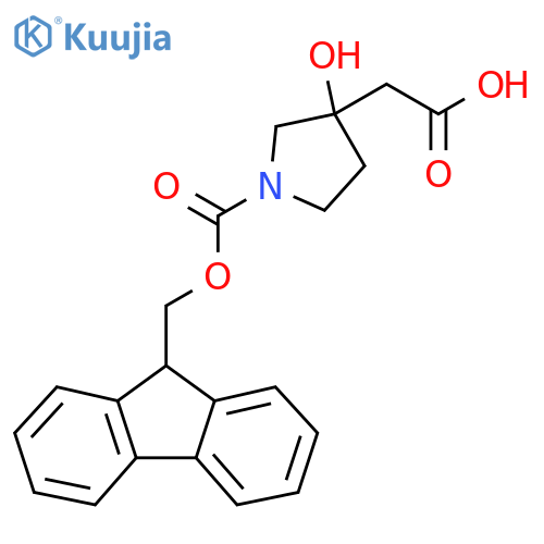 1-[(9H-Fluoren-9-ylmethoxy)carbonyl]-3-hydroxy-3-pyrrolidineacetic acid structure