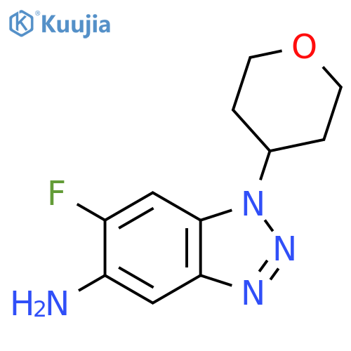 6-fluoro-1-(oxan-4-yl)-1H-1,2,3-benzotriazol-5-amine structure