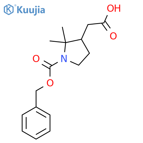2-(2,2-Dimethyl-1-phenylmethoxycarbonylpyrrolidin-3-yl)acetic acid structure