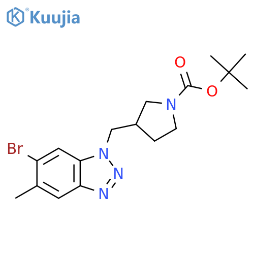 tert-butyl 3-[(6-bromo-5-methyl-1H-1,2,3-benzotriazol-1-yl)methyl]pyrrolidine-1-carboxylate structure