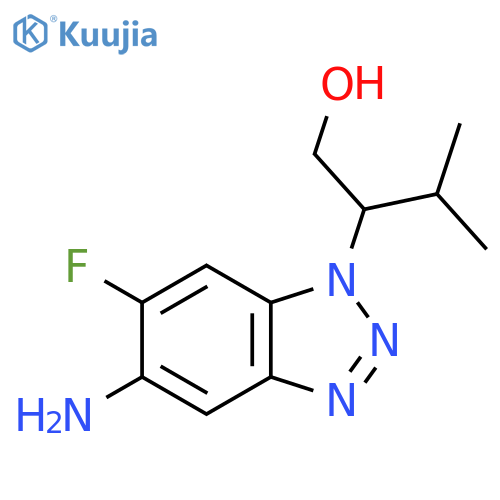 2-(5-amino-6-fluoro-1H-1,2,3-benzotriazol-1-yl)-3-methylbutan-1-ol structure