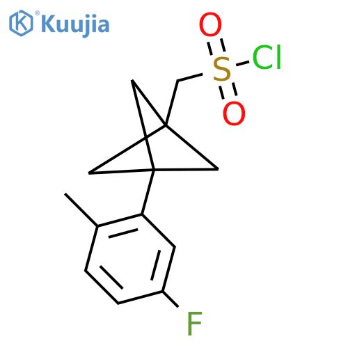 [3-(5-Fluoro-2-methylphenyl)-1-bicyclo[1.1.1]pentanyl]methanesulfonyl chloride structure