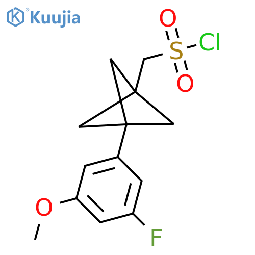 [3-(3-Fluoro-5-methoxyphenyl)-1-bicyclo[1.1.1]pentanyl]methanesulfonyl chloride structure