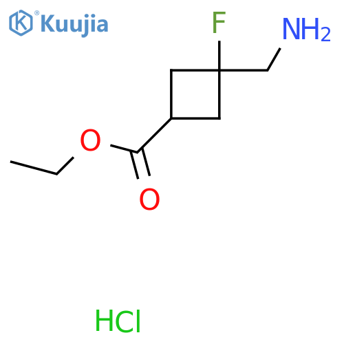 Ethyl 3-(aminomethyl)-3-fluorocyclobutane-1-carboxylate;hydrochloride structure