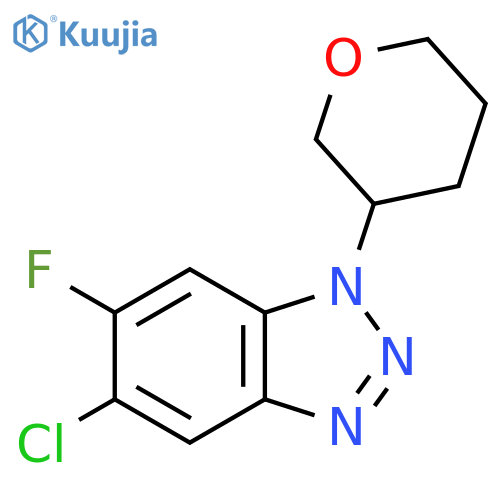 5-chloro-6-fluoro-1-(oxan-3-yl)-1H-1,2,3-benzotriazole structure