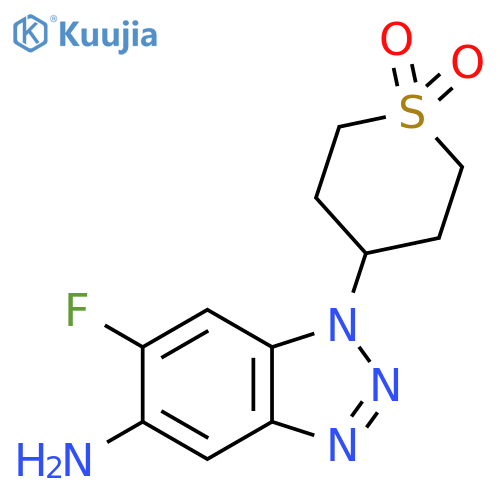 4-(5-amino-6-fluoro-1H-1,2,3-benzotriazol-1-yl)-1lambda6-thiane-1,1-dione structure