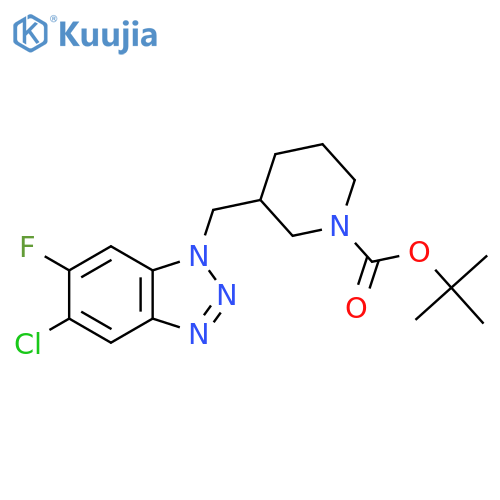 tert-butyl 3-[(5-chloro-6-fluoro-1H-1,2,3-benzotriazol-1-yl)methyl]piperidine-1-carboxylate structure