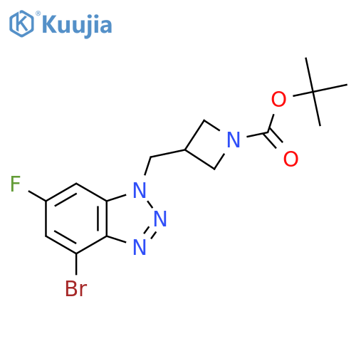 tert-butyl 3-[(4-bromo-6-fluoro-1H-1,2,3-benzotriazol-1-yl)methyl]azetidine-1-carboxylate structure