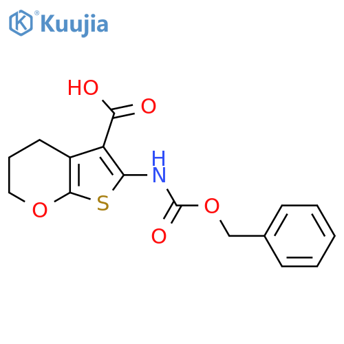 6-(Phenylmethoxycarbonylamino)-3,4-dihydro-2H-thieno[2,3-b]pyran-5-carboxylic acid structure