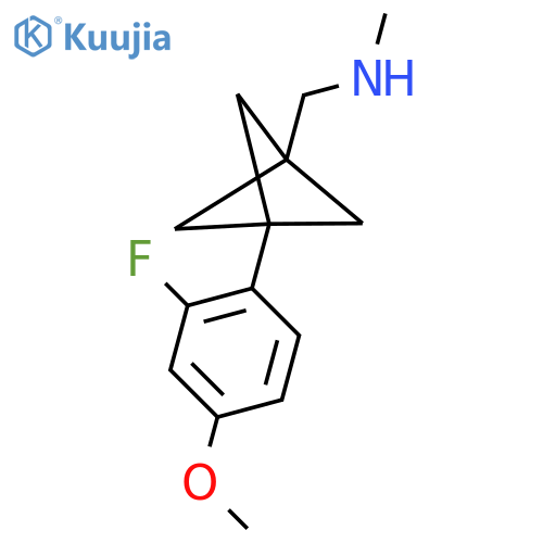 {[3-(2-Fluoro-4-methoxyphenyl)bicyclo[1.1.1]pentan-1-yl]methyl}(methyl)amine structure