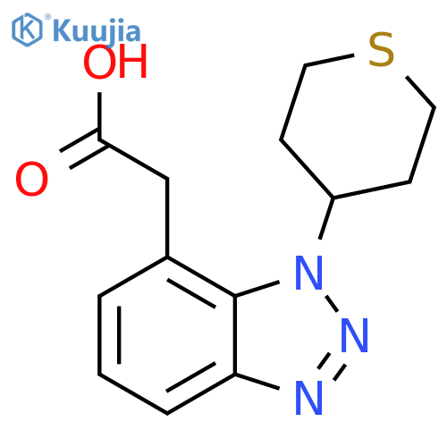 2-[1-(thian-4-yl)-1H-1,2,3-benzotriazol-7-yl]acetic acid structure