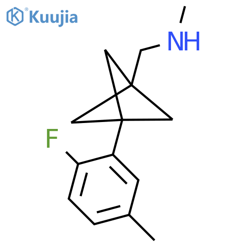 {[3-(2-Fluoro-5-methylphenyl)bicyclo[1.1.1]pentan-1-yl]methyl}(methyl)amine structure