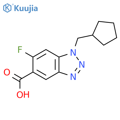 1-(cyclopentylmethyl)-6-fluoro-1H-1,2,3-benzotriazole-5-carboxylic acid structure
