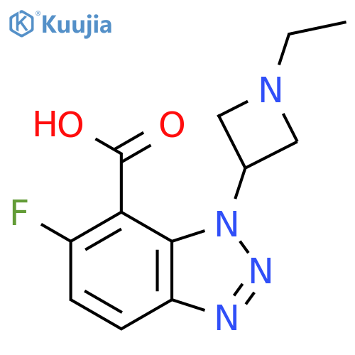 1-(1-ethylazetidin-3-yl)-6-fluoro-1H-1,2,3-benzotriazole-7-carboxylic acid structure