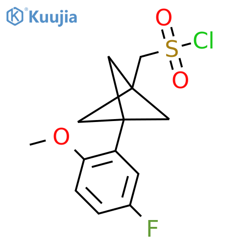 [3-(5-Fluoro-2-methoxyphenyl)-1-bicyclo[1.1.1]pentanyl]methanesulfonyl chloride structure