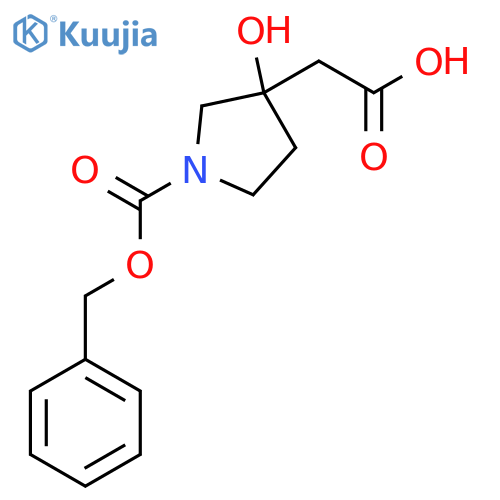2-(3-Hydroxy-1-phenylmethoxycarbonylpyrrolidin-3-yl)acetic acid structure