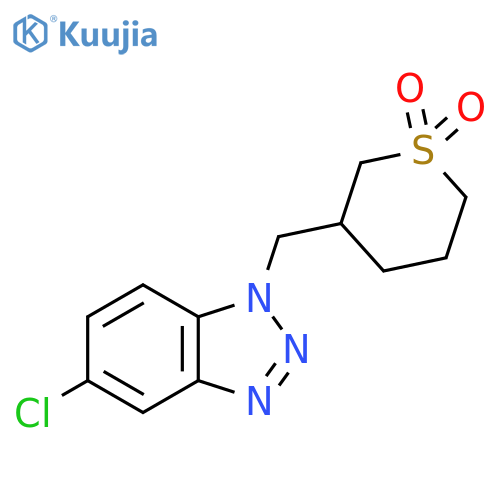 3-[(5-chloro-1H-1,2,3-benzotriazol-1-yl)methyl]-1lambda6-thiane-1,1-dione structure