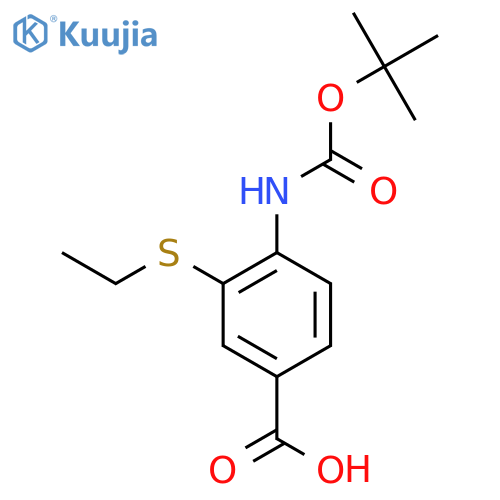4-{[(Tert-butoxy)carbonyl]amino}-3-(ethylsulfanyl)benzoic acid structure