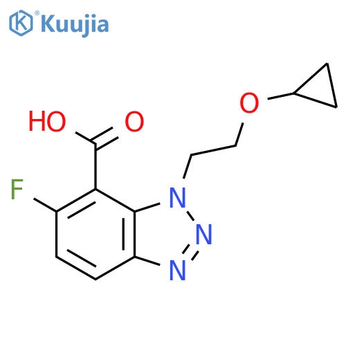 1-(2-cyclopropoxyethyl)-6-fluoro-1H-1,2,3-benzotriazole-7-carboxylic acid structure