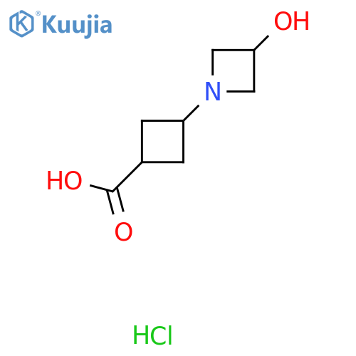 3-(3-Hydroxyazetidin-1-yl)cyclobutane-1-carboxylic acid;hydrochloride structure
