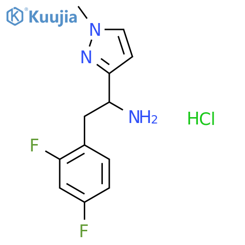 2-(2,4-Difluorophenyl)-1-(1-methylpyrazol-3-yl)ethanamine;hydrochloride structure