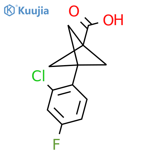 3-(2-Chloro-4-fluorophenyl)bicyclo[1.1.1]pentane-1-carboxylic acid structure