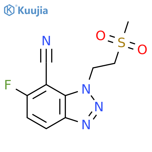 6-fluoro-1-(2-methanesulfonylethyl)-1H-1,2,3-benzotriazole-7-carbonitrile structure