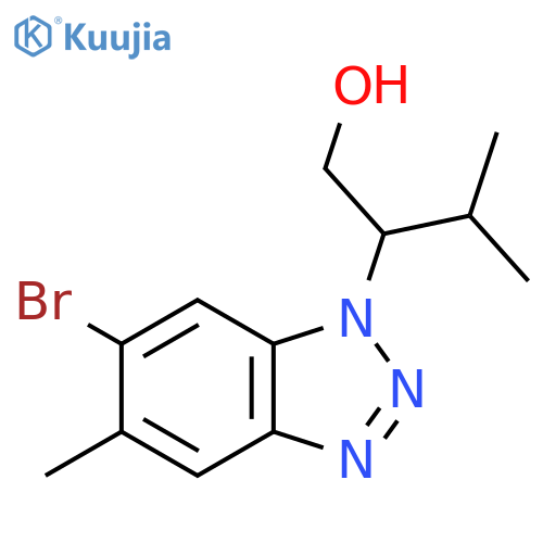 2-(6-bromo-5-methyl-1H-1,2,3-benzotriazol-1-yl)-3-methylbutan-1-ol structure