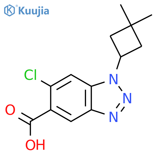 6-chloro-1-(3,3-dimethylcyclobutyl)-1H-1,2,3-benzotriazole-5-carboxylic acid structure