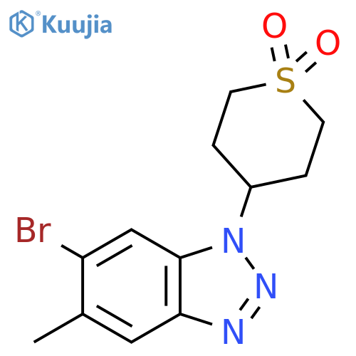 4-(6-bromo-5-methyl-1H-1,2,3-benzotriazol-1-yl)-1lambda6-thiane-1,1-dione structure