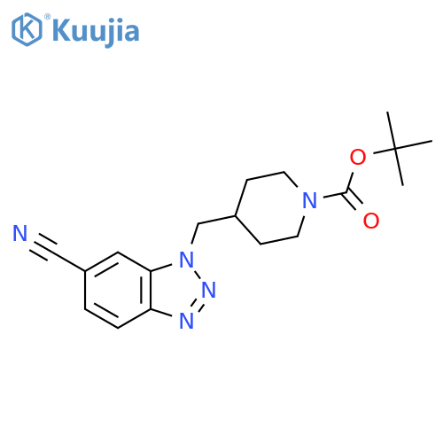 tert-butyl 4-[(6-cyano-1H-1,2,3-benzotriazol-1-yl)methyl]piperidine-1-carboxylate structure