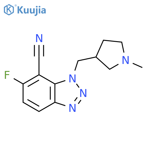 6-fluoro-1-[(1-methylpyrrolidin-3-yl)methyl]-1H-1,2,3-benzotriazole-7-carbonitrile structure