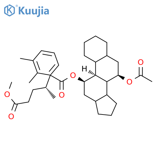 (1R,3aS,3bR,5aR,7R,9aS,9bS,11S,11aR)-7-(acetyloxy)-1-[(2R)-5-methoxy-5-oxopentan-2-yl]-9a,11a-dimethyl-hexadecahydro-1H-cyclopenta[a]phenanthren-11-yl benzoate structure