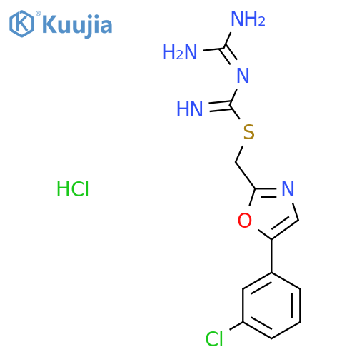 N-[amino({[5-(3-chlorophenyl)-1,3-oxazol-2-yl]methyl}sulfanyl)methylidene]guanidine hydrochloride structure