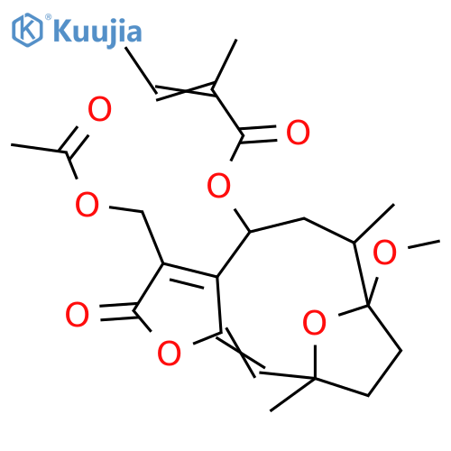 1,4-Epoxy-1,8,13-trihydroxy-5,7(11)-germacradien-12,6-olide; (1αOH,4β,5E,8α,10α)-form, 1-Me ether, 8-angeloyl, 13-Ac structure