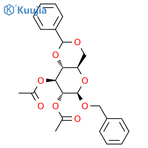 Benzyl 2,3-di-O-acetyl-4,6-O-benzylidene-β-D-glucopyranoside structure