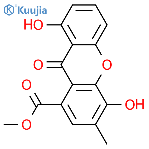 4,8-Dihydroxy-3-methylxanthone-1-carboxylic acid; Me ester structure