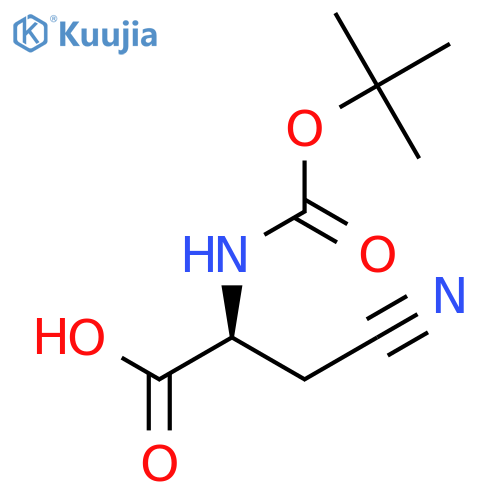 2-{(tert-butoxy)carbonylamino}-3-cyanopropanoic acid structure